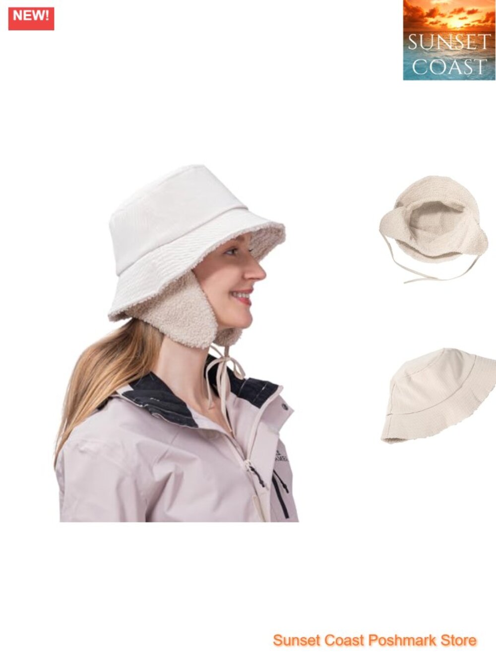 Fleece Lined Waterproof Winter Bucket Hat with Removable Ear Flaps
